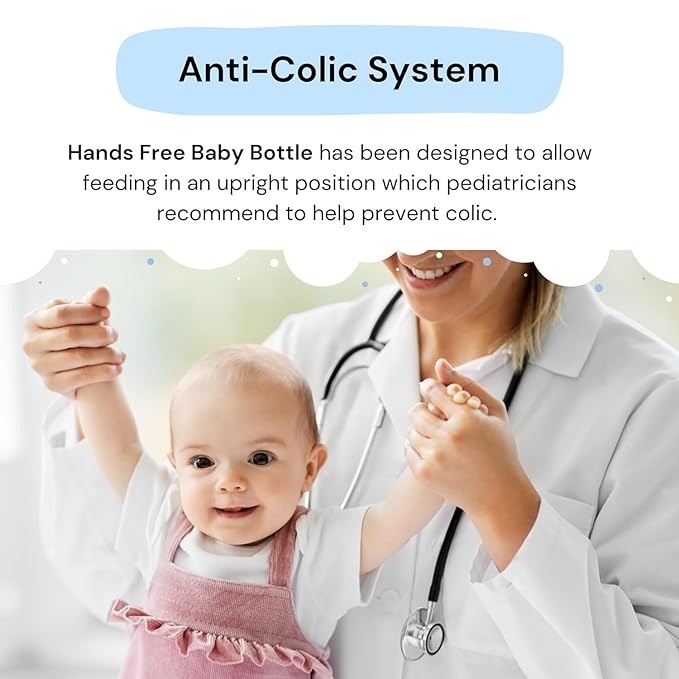 Hands-Free Baby Bottle - Anti-Colic Nursing System 9 oz Baby Bottle with Fast Flow Nipple/Teat 3m+ with Tube Straw Feeding System for Toddler (2 Bottles - Pink)
