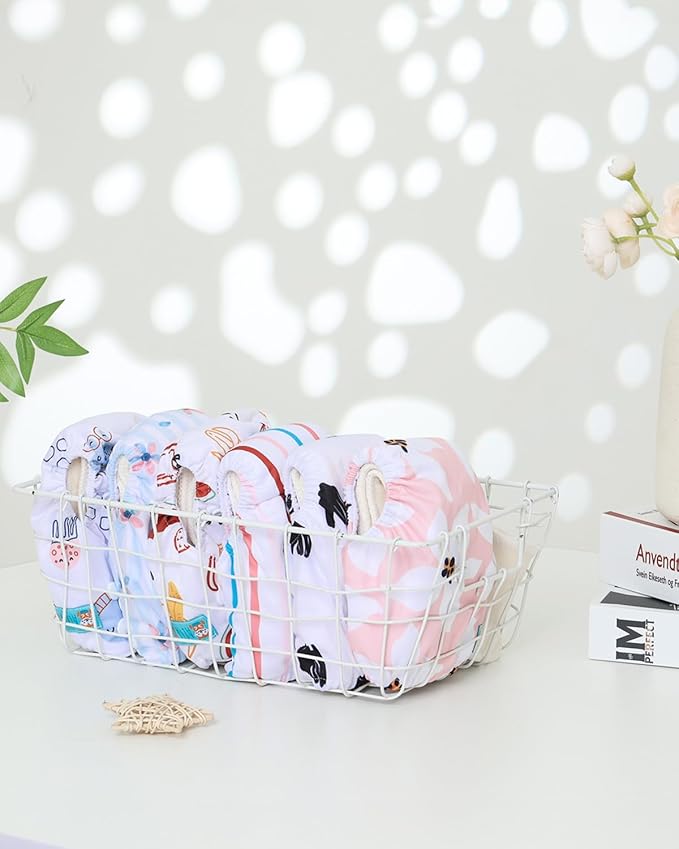ALVABABY Cloth Diaper Covers 6pcs and 1 Wet Dry Bag, Washable Reusable Diaper Cover with Multi-Functional Bag, Cloth Diaper Shell for Prefold, Flat or Fitted Cloth Diaper Inserts 6NKZ08
