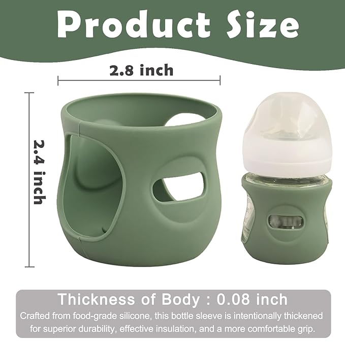 3 Pack Silicone Sleeves for Avent Natural Glass Baby Bottles, Anti Breakage Baby Bottle Holder, Compatible with Philips Avent Glass Natural Baby Bottle (Dark Blue+Dark Green+White, 4 OZ)