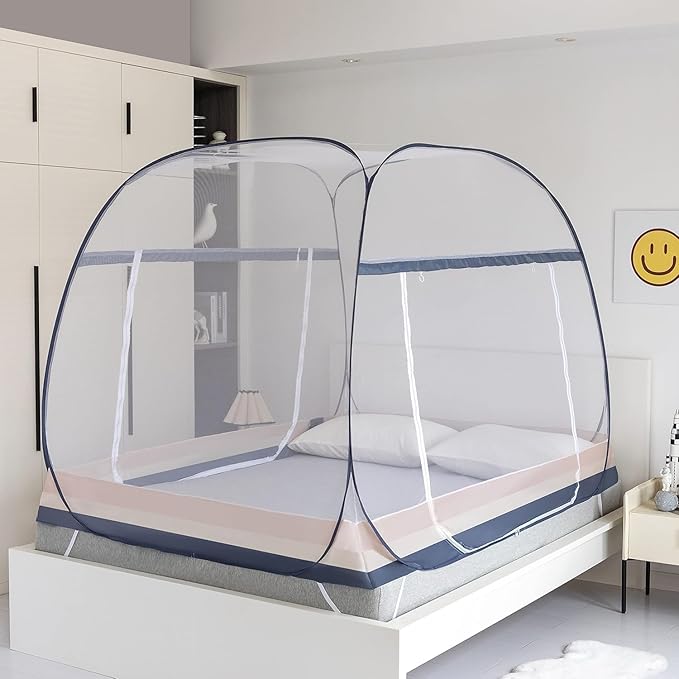Pop Up Mosquito Net Tent for Bed,Portable Mosquito Net with Full Bed Mosquito Net Bottom & Instant Setup,Mosquito Net Tent for Indoor/Outdoor Use,Foldable Design Fits Kids & Adults (L77 xW59 xH63)