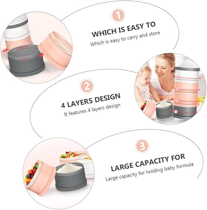 Kisangel Baby Formula Dispenser 2Pcs Portable Milk Powder Storage Box Stackable Travel Container with Detachable Compartments 7.5X3X3 Inches