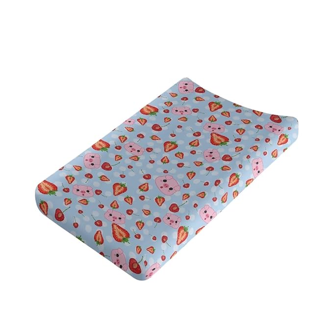 Straberry Baby Changing Pad Cover Cute Pig Newborn Changing Table Cover Girls Boys Diaper Table Change Mat Sheet Cover Soft Breathable