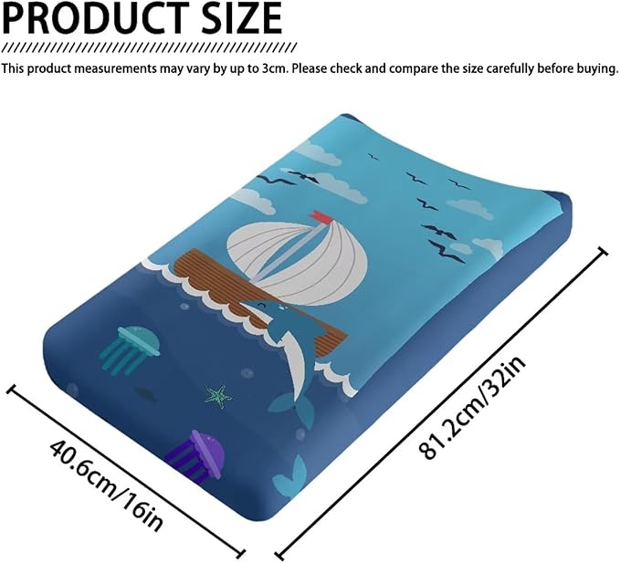 Dolphin Ship Changing Pad Covers, Breathable Baby Change Table Cover Non Slip Change Sheet for Newborn Babies Boys Girls