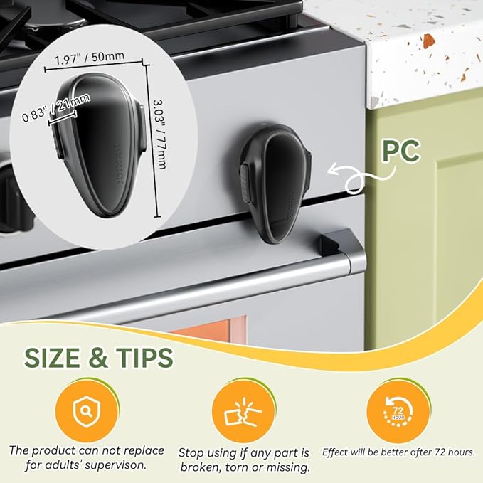 SAFELON 1 PC Child Safety Oven Door Lock, Childproof Oven Front Lock, Heat-Resistant Material, Durable & Easy to Install (Black)