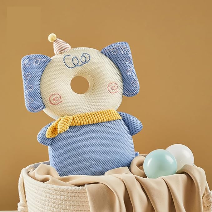Baby Head Protector Cushion Backpack with 3 Baby Knee Pads for Walking & Crawling.(Elephant)