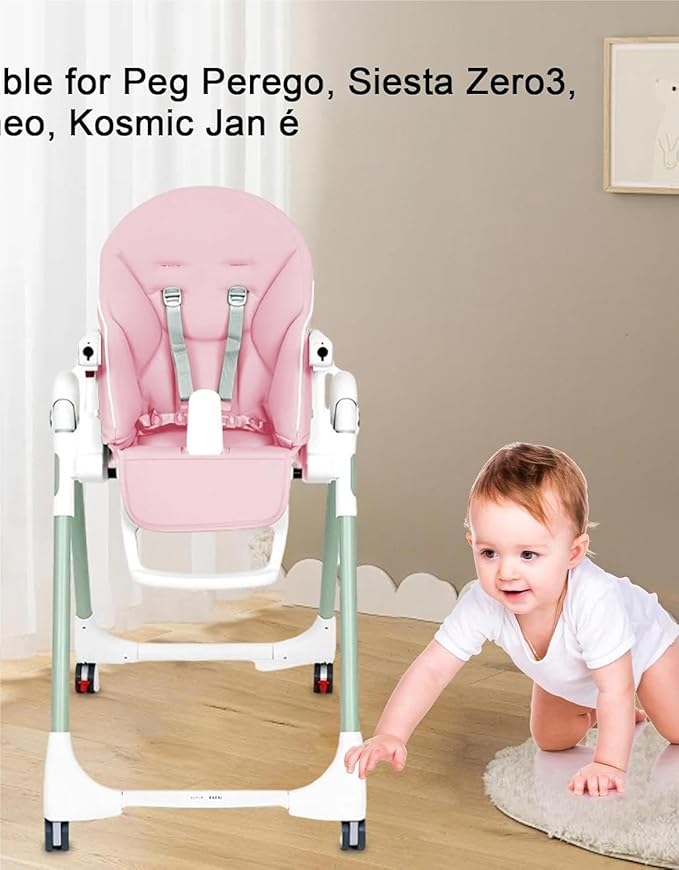 Baby High Chair Cover Replacement | PU Leather Dining Chair Cover with Soft Cushion Seat, Easy to Install High Chair Covers for Baby and Toddler, High Chair Cover Replacement (Pink)