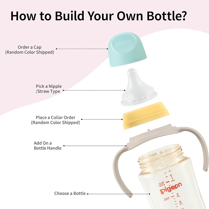 Pigeon Wide-Neck Baby Bottle Replacement Cap - Random Color Shipment (1 Pack), BPA-Free Food-Grade Plastic, Leak-Proof & Durable, 9 Vibrant Colors (No Color Selection)
