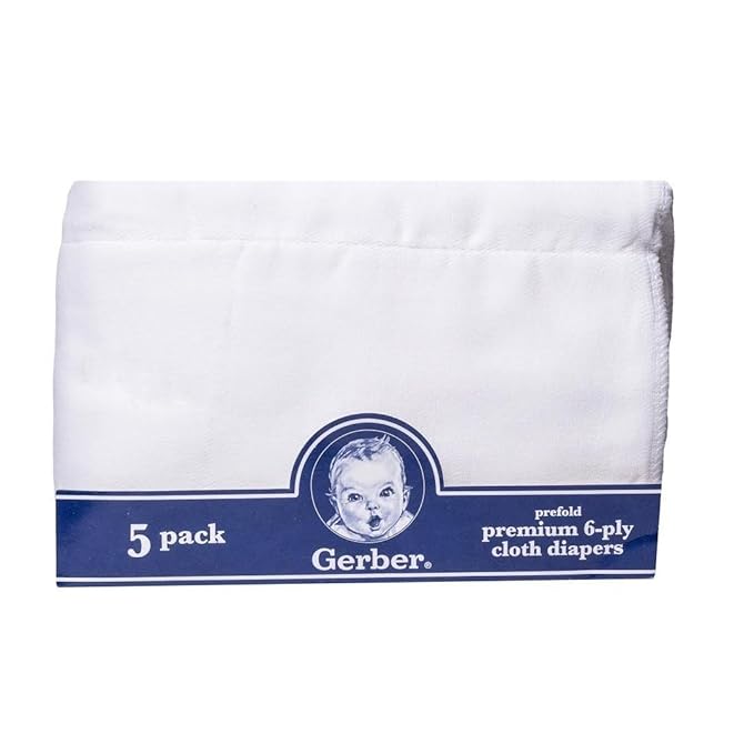 Gerber 5pk Prefold Premium 6-ply Cloth Diapers White