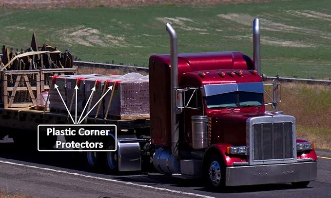 Mytee Products (20 Pack V Shaped Board 4" Blue Plastic Corner Edge Protectors for Cargo Loads | Tie Down Strap Guard for Winch, Ratchet Straps on Flatbed Trailers | V-Style Tie Downs Edge Protectors