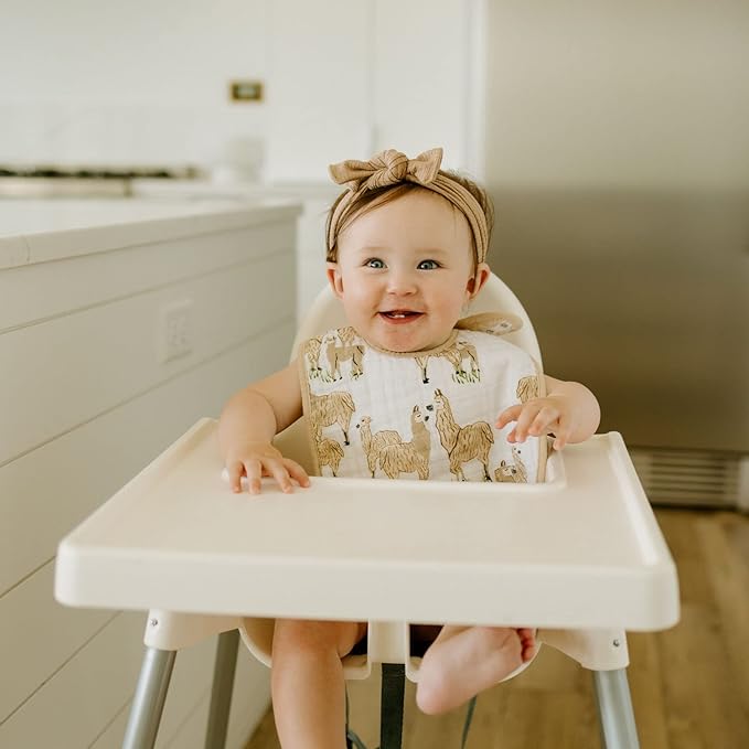 Little Unicorn Muslin Baby Bibs | Adjustable as Baby Grows | Soft Absorbent Muslin Fabric | For Eating, Drooling, Teething (Llama Llama)
