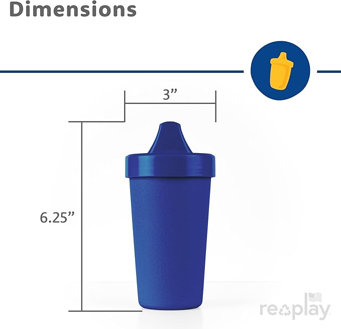 Re-Play Spill-Proof Sippy Cups for Toddlers - Kids Reusable 10 Oz Set of 3, Dishwasher & Microwave Safe, Made in USA, Patriotic