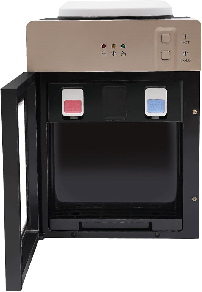 Top Loading Desktop Water Cooler Dispenser, 550W 110V Countertop Hot & Cold Water Coolers Drinking Fountain Portable Water Warmer for Home Bedroom Studio Office Grocery Store