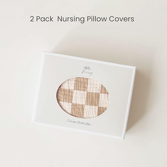Konssy Muslin Nursing Pillow Covers, 100% Cotton Soft & Adorable Covers for Breastfeeding Pillows, Slipcovers for Newborn Baby Boys & Girls