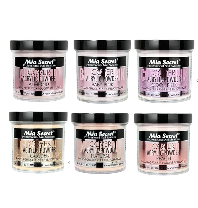 Mia Secret Acrylic Powder COVER (Baby Pink/Cool Pink/Natural/Peach/Almond/Golden) - 4 oz; 6pc