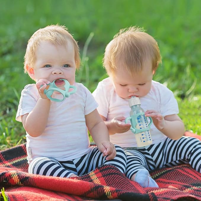 Aolso Silicone Baby Bottle Handles, 3PCS Bottle Handles for Dr Brown Narrow Bottles, Easy Grip Handles to Hold Baby Bottle, Easy Carry Handle Lightweight Bottle Handle (Red/Green/Blue)