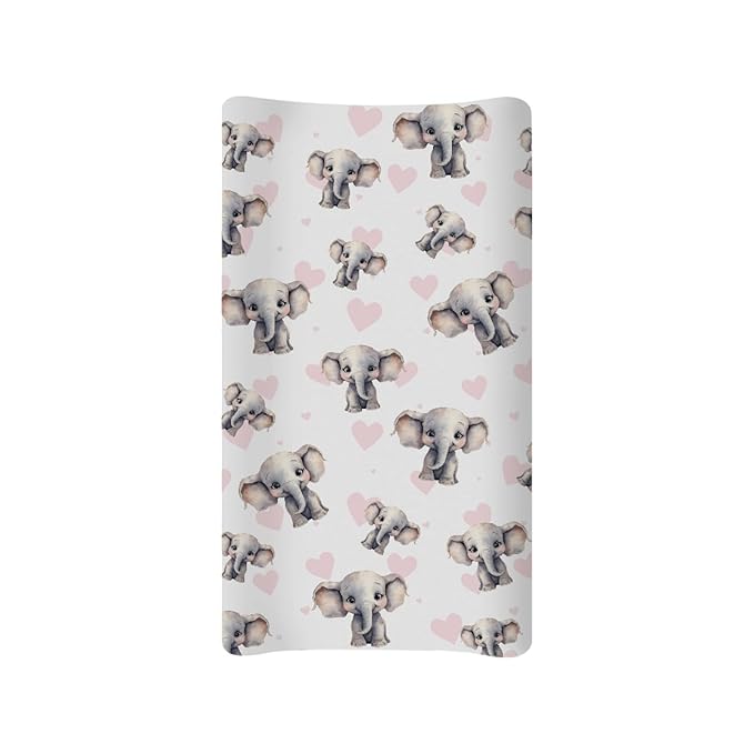 Elephant Changing Pad Cover for Baby Diaper Change Table Sheets Cover Cute Heart Changing Table Covers Soft Breathable