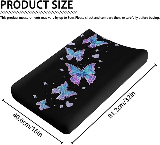 Butterflies Changing Pad Cover Waterproof Stretchy Sheet Crib Mat Lightweight Universal Tray Table Mat Dust Cover Soft Diaper Changing Mat Cover for Baby