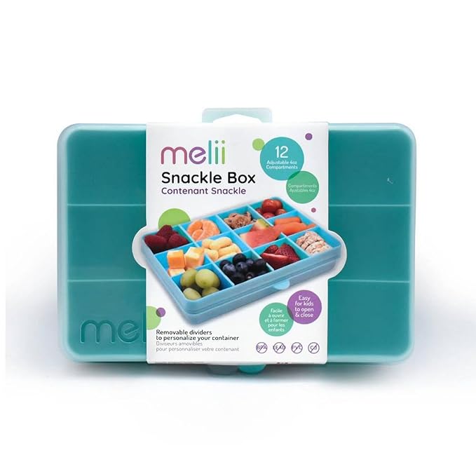 melii Snackle Box |12-Compartment Snack Container with Removable Dividers, BPA-Free Food Storage for Travel, School & On-the-Go Snacks, Kids & Family Organizer (Blue)