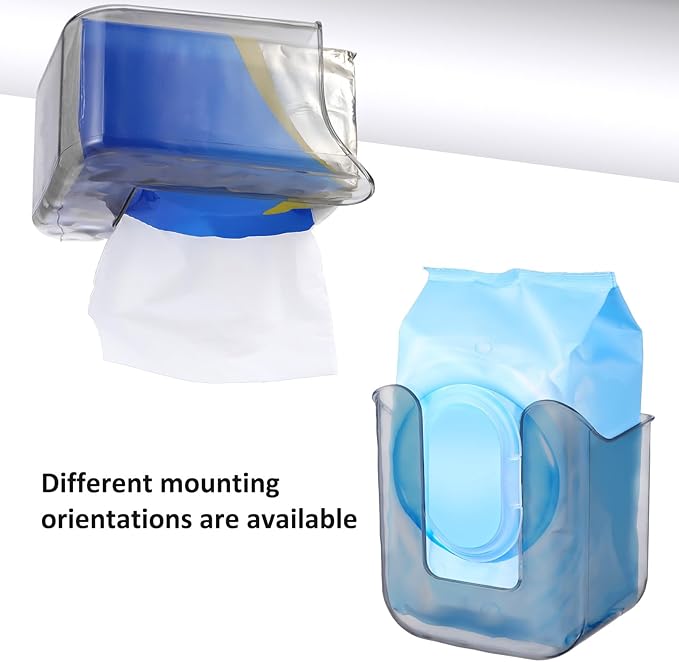 Flushable Wipes Dispenser Wall-Mounted Tissue Box Kitchen Wipes Storage Wipe Holder for Bathroom Bedroom Kitchen Toilet (Translucent Gray)