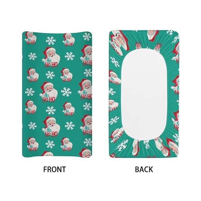 Santa Claus Diaper Change Table Covers Soft Changing Pad Cover for Baby Waterproof Baby Nursery Diaper Changing Pad Sheets Christmas Nursery Decor