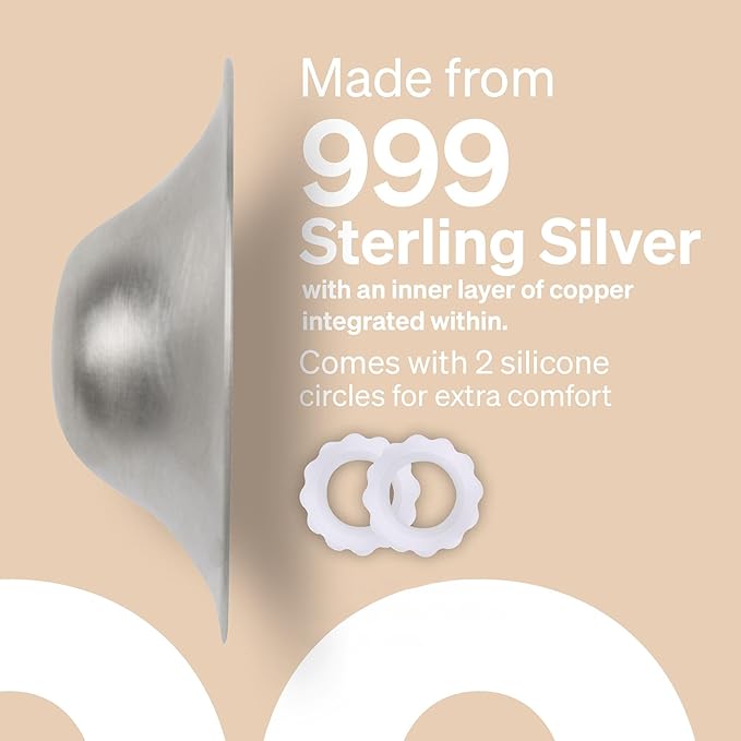 The Original Silver Nursing Cups by LoveNoobs, Nipple Shields for Breastfeeding Newborn, 999 Grade Silver Nipple Covers Breastfeeding, XL Size