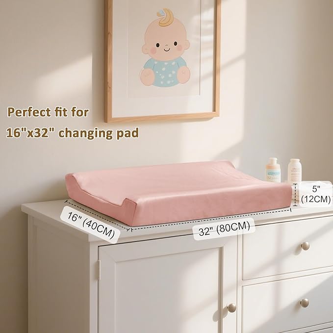 Owlowla Changing Pad Cover,Waterproof Changing Pad Covers-Soft Leather Diaper Changing Table Cover,Fits Standard Changing Pads for Baby Boy Girl(Blush)