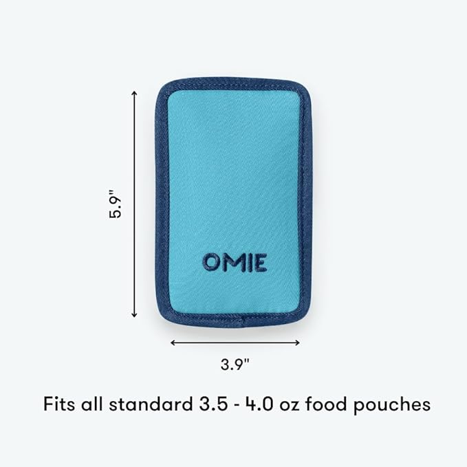 Omie OmieChill | Travel Food Pouch Cooler | Fits Standard 3.5-4 oz Food Pouches | 100% Nylon Sleeve with Freezable Pack (Blue)
