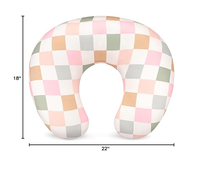 DILIMI Nursing Pillow Cover, Stretchy Removable Case for Breastfeeding Pillows, Ultra Soft Comfortable Slipcover for Baby Girl and Boy, Colorful Checkerboard