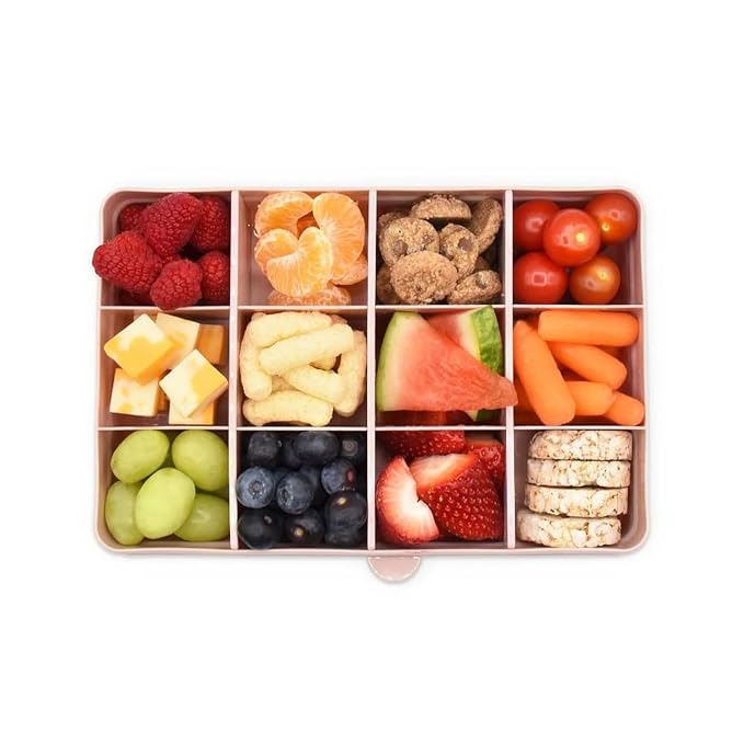 melii Snackle Box |12-Compartment Snack Container with Removable Dividers, BPA-Free Food Storage for Travel, School & On-the-Go Snacks, Kids & Family Organizer (Pink)