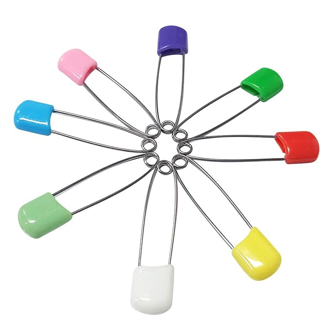 50 Pcs Diaper Pins, Plastic Head Safety Pin with Safe Locking Closures (Colorful)