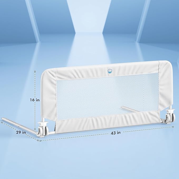 Salcod 43inch Universal Swing Down Crib Rail Guard, Convertible Crib Bed Rail for Toddlers, with Reinforced Wing Nut Safety System, Compatible with All Major Brand of Crib
