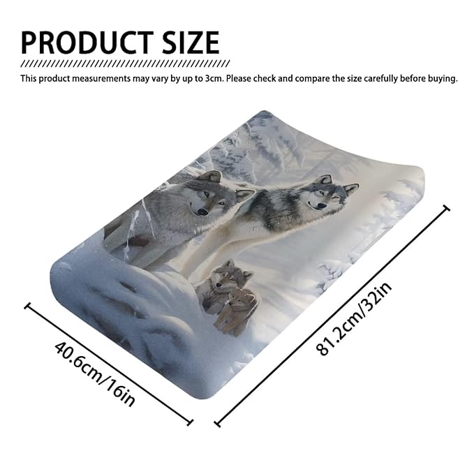 Wild Wolf Changing Pad Covers for Baby, Snow Diaper Changing Table Covers for Newborn Boys, Soft and Breathable Changing Table Sheets,Nursery Changing & Dressing Furniture