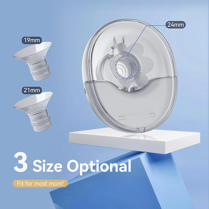 Hands Free Breast Pump Wearable MY-375 - Strong Suction, Low Noise, Wearable Breastfeeding Pump with 4 Mode &12 Levels, Portable Electric Breast Pump 24mm - 19/21/Insert/Flange, 2 Pack (White)
