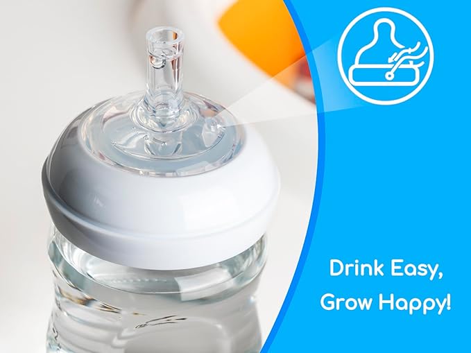 Sippy Straw Nipples for Philips Avent Natural Baby Bottles, My Grippy Spout Sippy Cup and Natural Trainer Sippy Cup, Food Grade Soft Silicone, Variable Flow, 9m+, 4-Pack