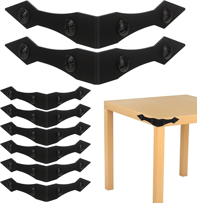 8Pcs Black Metal Corner Protectors, 3.9x3.9x0.8 Heavy-Duty Decorative L Brackets, Vintage Edge Guards for Farmhouse Furniture, Barn Doors, Cabinets, Wood Frames & Tables with Screws