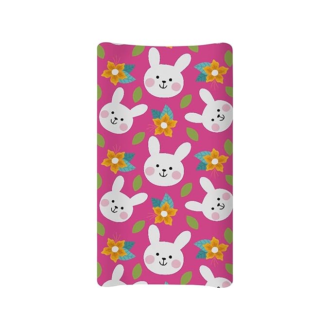 Cute Rabbit Changing Pad Cover for Baby Girls Boys Change Table Covers Diaper Changing Mat Sheets Cover Soft Breathable Easter Day