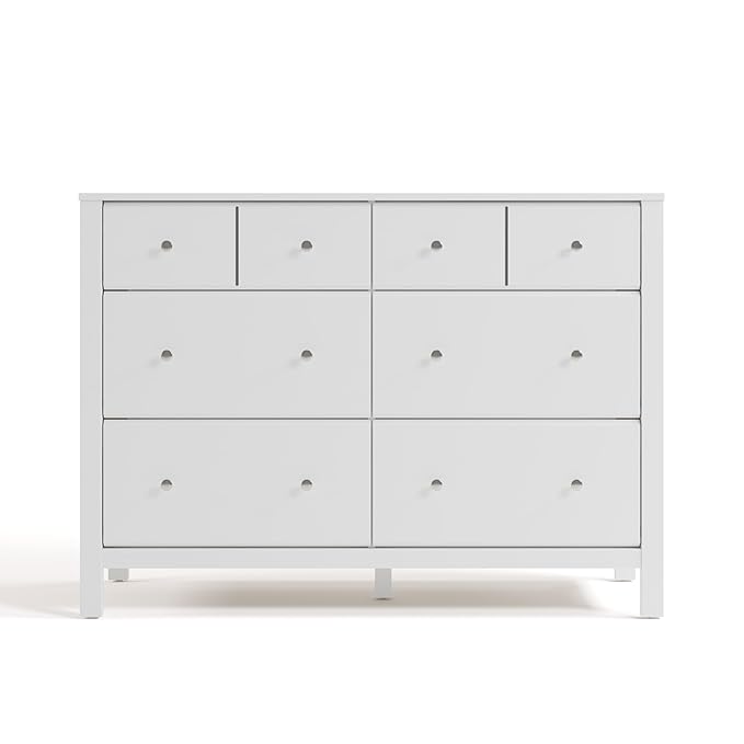 Storkcraft Horizon 6 Drawer Dresser (White with Driftwood) – GREENGUARD Gold Certified Dresser for Nursery & Kids’ Room, Modern Storage with Interlocking Drawer System