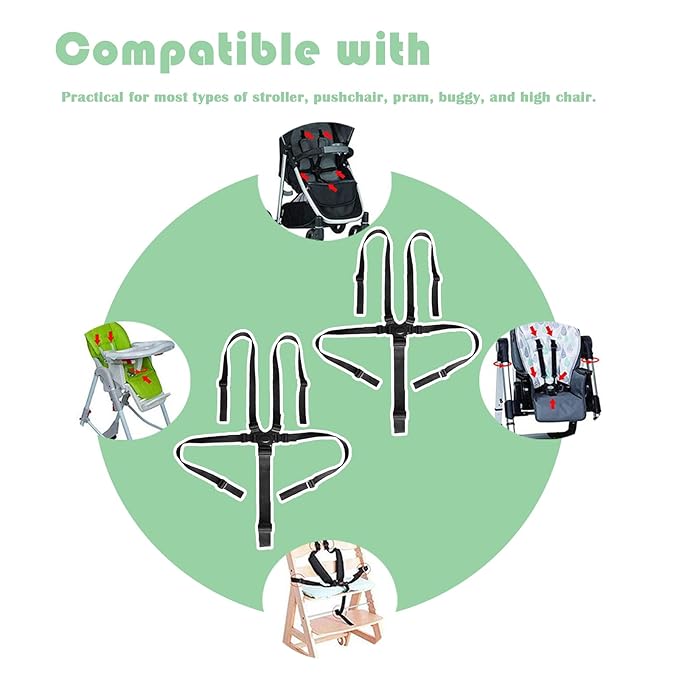 5 Point Harness Seat Belt Strap Belt,High Chair Strap,Baby Safe Harness for Stroller Pushchair Pram Buggy Safe Protection,Harness Strap Belt,Shoulder Strap Belts for Pram