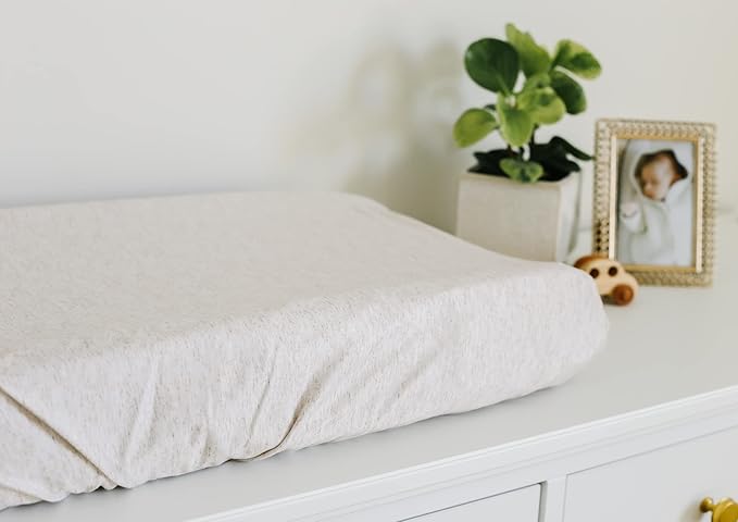 Copper Pearl Premium Knit Changing Pad Cover Soft, Stylish, and Universal Fit for All Standard Diaper Changing Pads, Trendy Design Changing Pad Covers, Oat