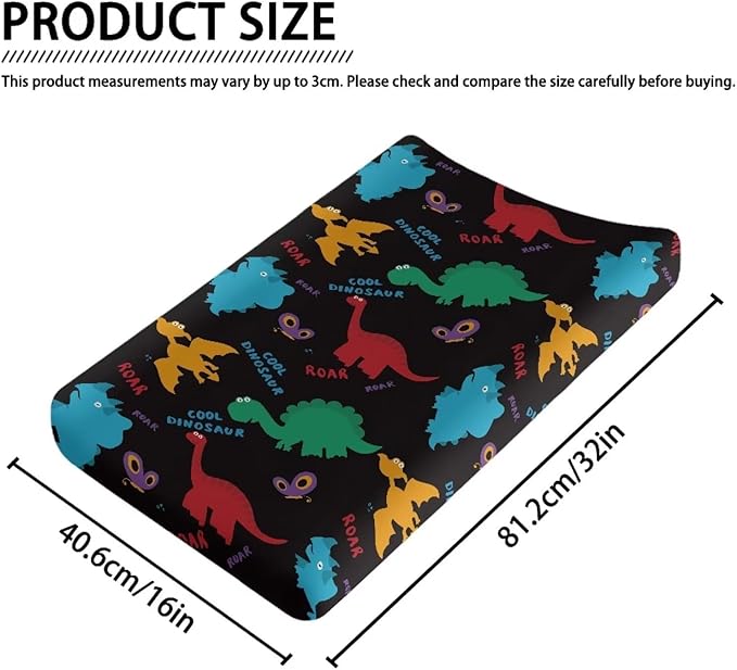 Colorful Dinosaur Butterfly Changing Pad Covers Waterproof Baby Diaper Change Table Covers, Decorative Covers for Change Contoured Pad Nursing Room Decor