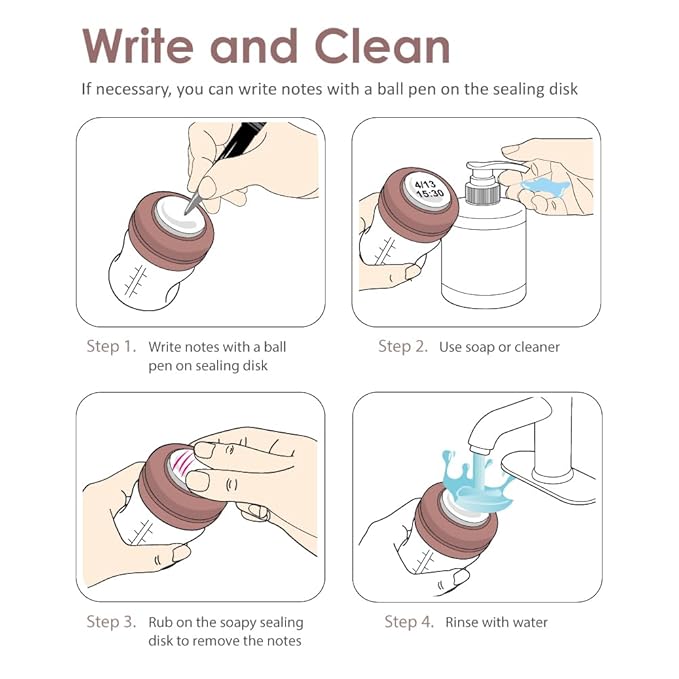 Maymom Screw Lids Aka Travel Caps with Rewritable Sealing Disc Compatible with Avent, Maymom Wide Mouth Bottles; Cap Replace Avent Natural Bottle Sealing Ring and Sealing Disc, 6pcs. (Brown)