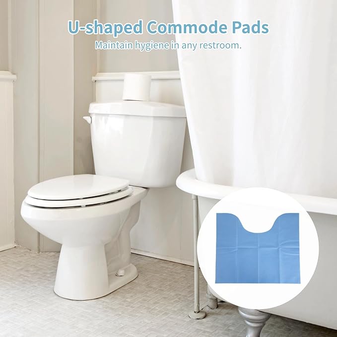 25 Pcs Disposable Toilet Mats, Absorbent Non-Woven Commode Mats, Non-Slip Potty Training Floor Mats, Around U-Shaped Floor Pads for Urine, Toilet Floor Protectors, 22×18.9"