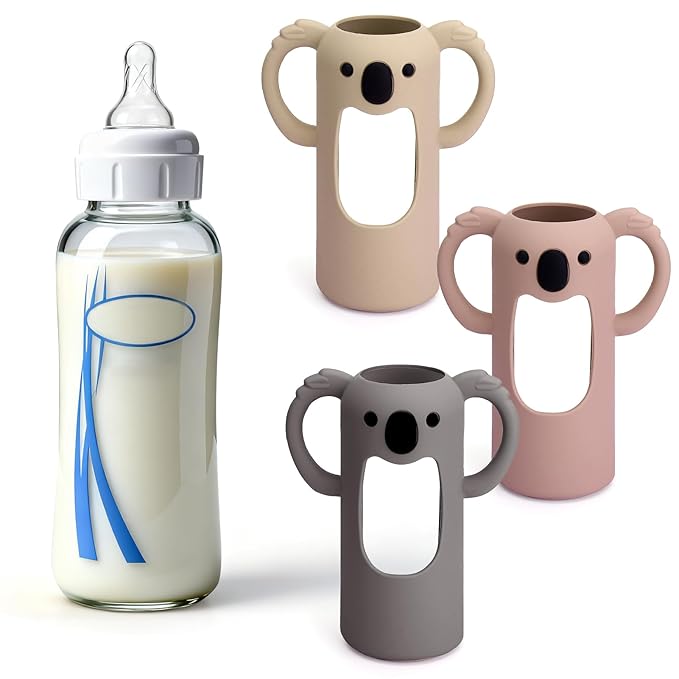 3 Pack Silicone Sleeves for Dr. Brown's Glass Bottles 8 OZ - Anti Breakage Baby Bottle Holder, Compatible with Dr. Brown's Glass Bottles for Babies with Handle (Other Products Cannot be adapted)