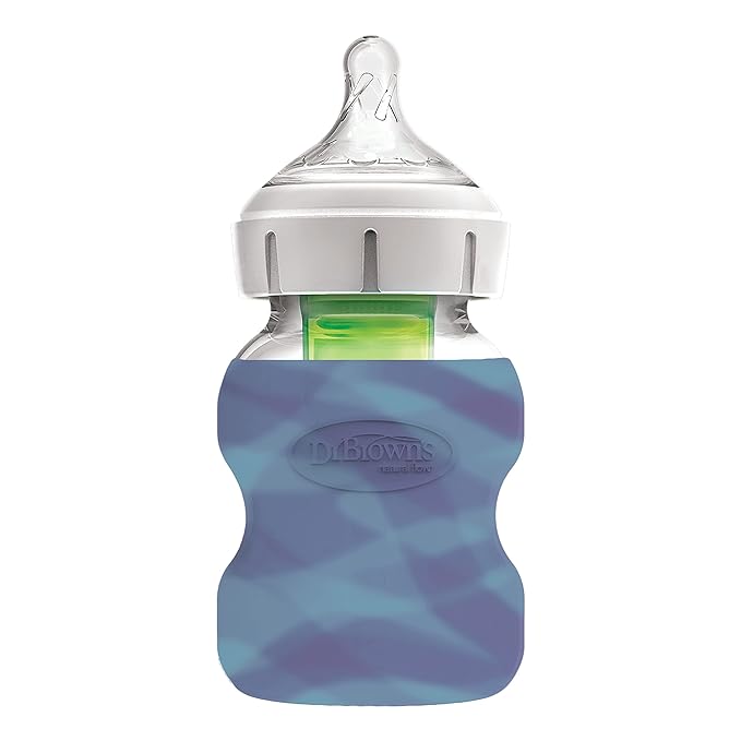 Dr. Brown's Options+ Wide-Neck Glass Bottle Sleeve, 100% Silicone, Glow-in-the-Dark, BPA-Free, 5 oz + 9 oz, 2-Pack