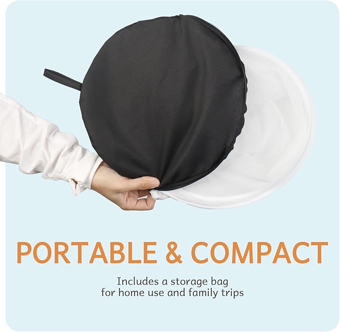 Mosquito Net for Pack N Play, Keep Cats Out, Netting Cover with 2-Way Zipper for Playpen, Foldable with Storage Bag, White