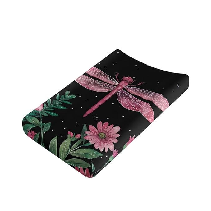 ZDCUSTOM Dragonfly Changing Table Cover Soft Stretchy Diaper Changing Pad Covers Changing Table Pads Sheets Safe and Snug for Baby Boys Girls 32"x16"