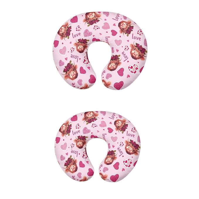 Pink Cute Cow Heart Valentine's Day Baby Nursing Pillow Cover Baby Breastfeeding Slipcover Infant Newborn Nursery Bottle Pillowcase Stretchy Replaceable Pillow Cover Slipcover