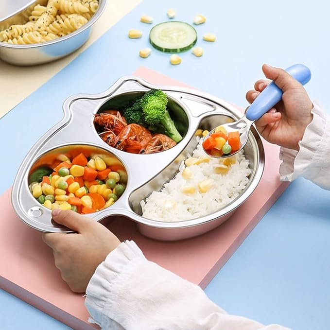 Pimoys 6 Pieces Toddler Utensils Kids Silverware Baby Forks and Spoons Set, Stainless Steel Childrens Safe Flatware Metal Kids Cutlery Set with Round Handle, Dishwasher Safe