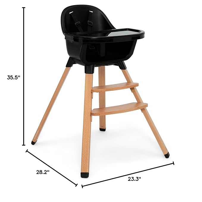 Delta Children - babyGap Otto 3-in-1 High Chair - High Chair Converts to Toddler Dinning Chair and Booster Seat - Dishwasher Safe Meal Tray - FSC-Certified Wood, Black
