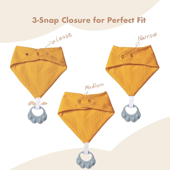 Baby Bandana Drool Bibs 6-pack - 100% Cotton Baby Bibs with Teether for Teething